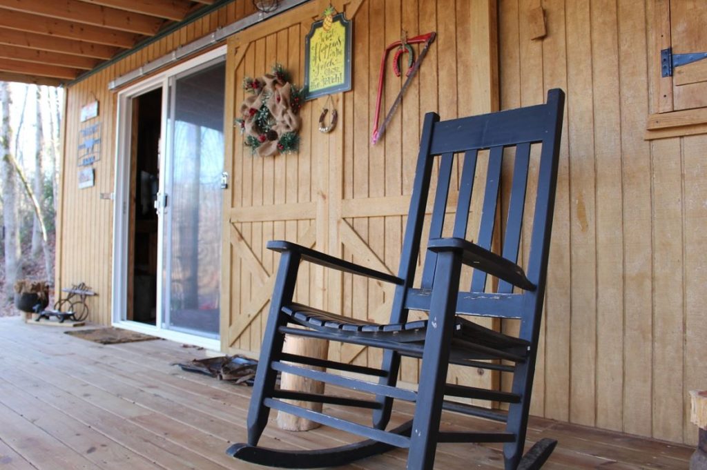 dark wood rocking chair